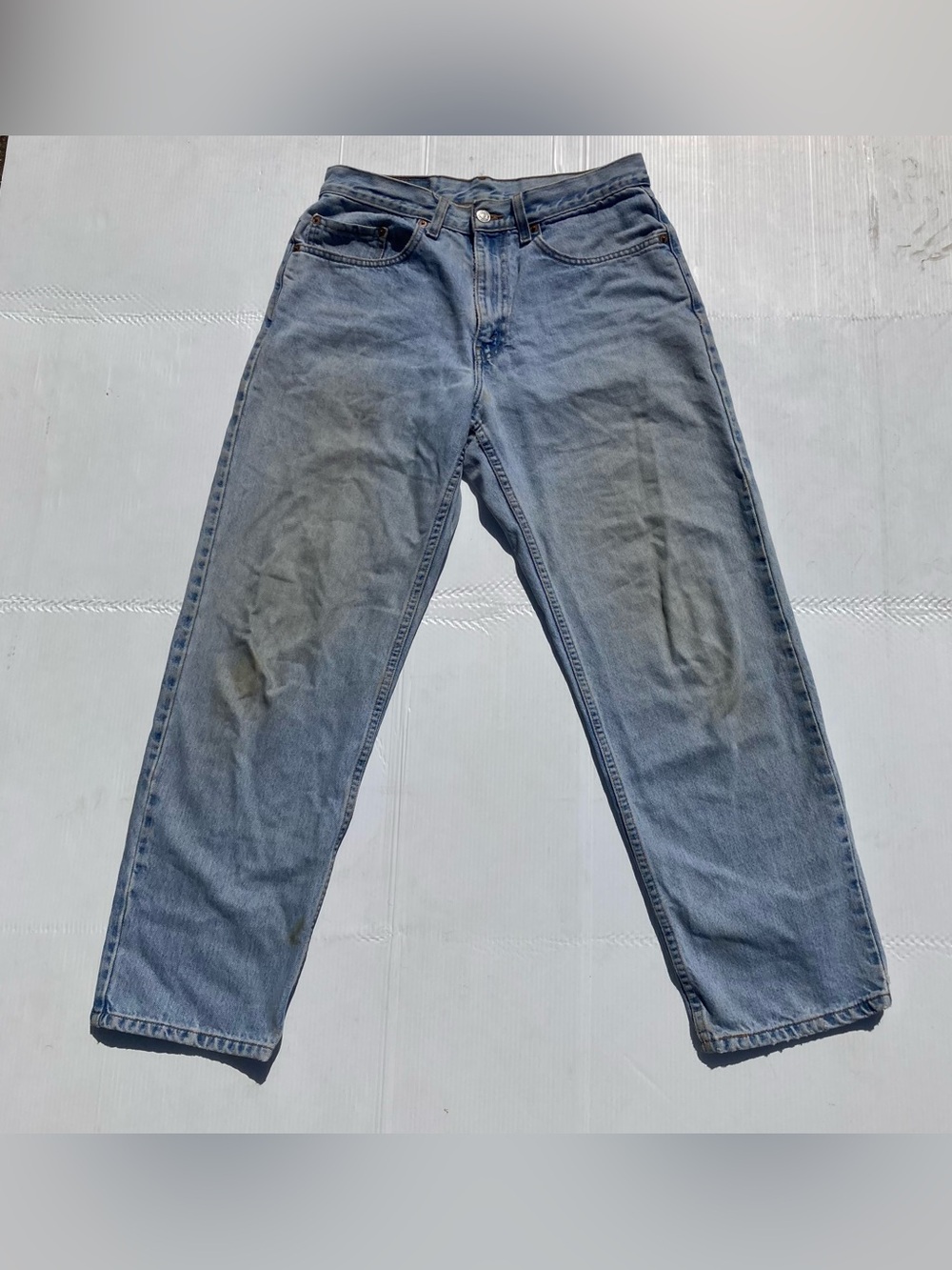 VTG 90's Levis 550 Relaxed Jeans Mens 32x30 Blue Denim Black Batwing Distressed